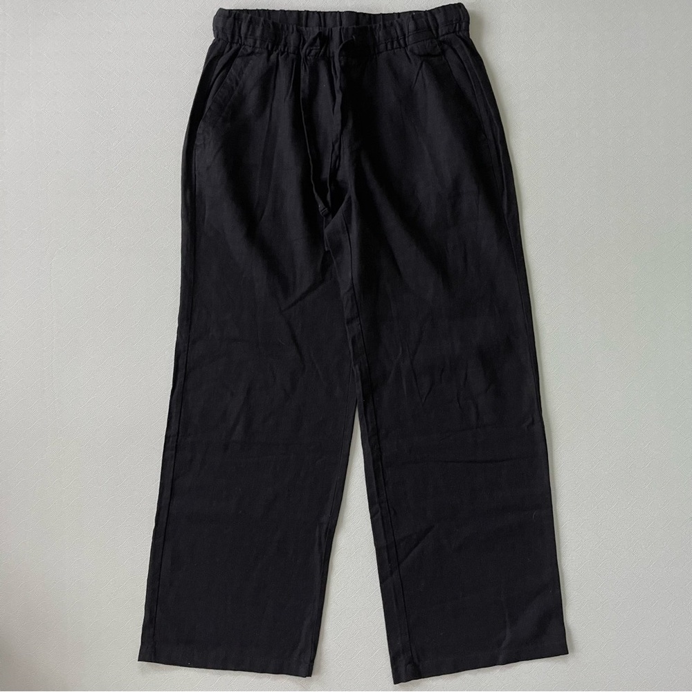 Linen Blend Casual Wide Leg High Waist Pants